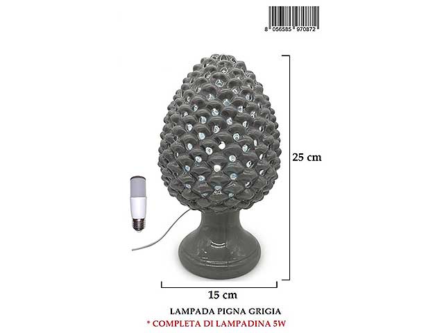 Lampada pigna forata 25cm grigia 21021pk