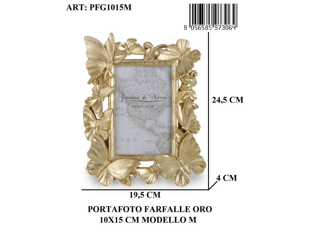 Linea farfalle portafoto oro 10x15cm pfg1015m