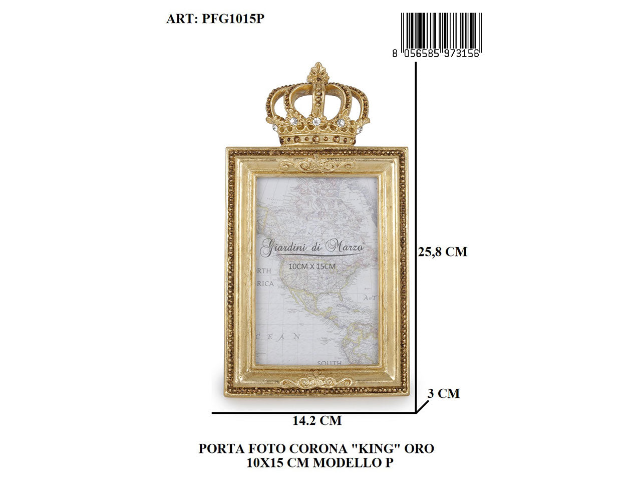 Porta foto corona king 10x15cm oro pfg1015p