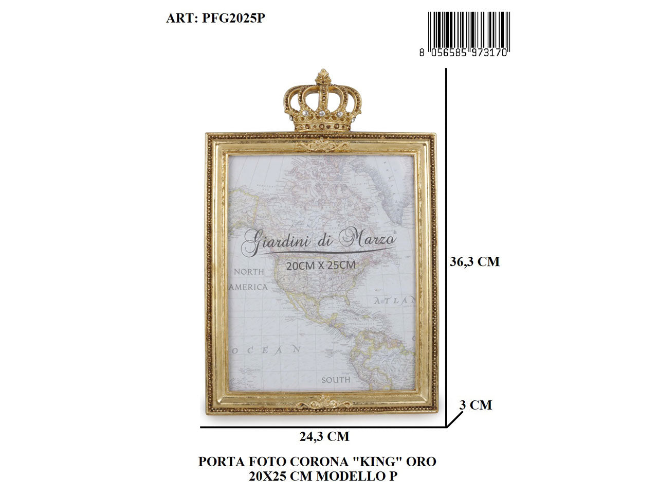 Porta foto corona king 20x25cm oro pfg2025p