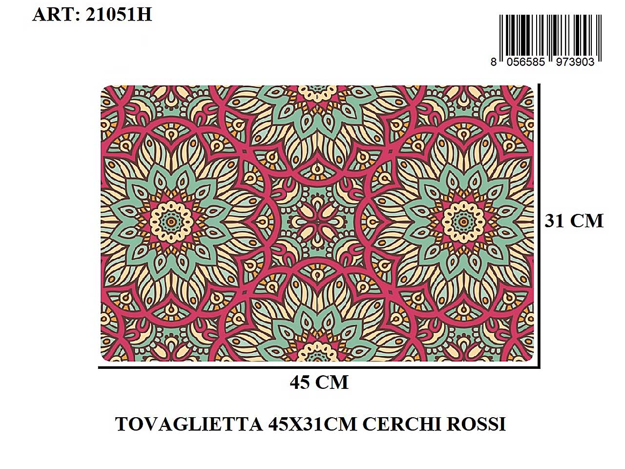 tovaglietta 45x31 cerchi rossi 21051h