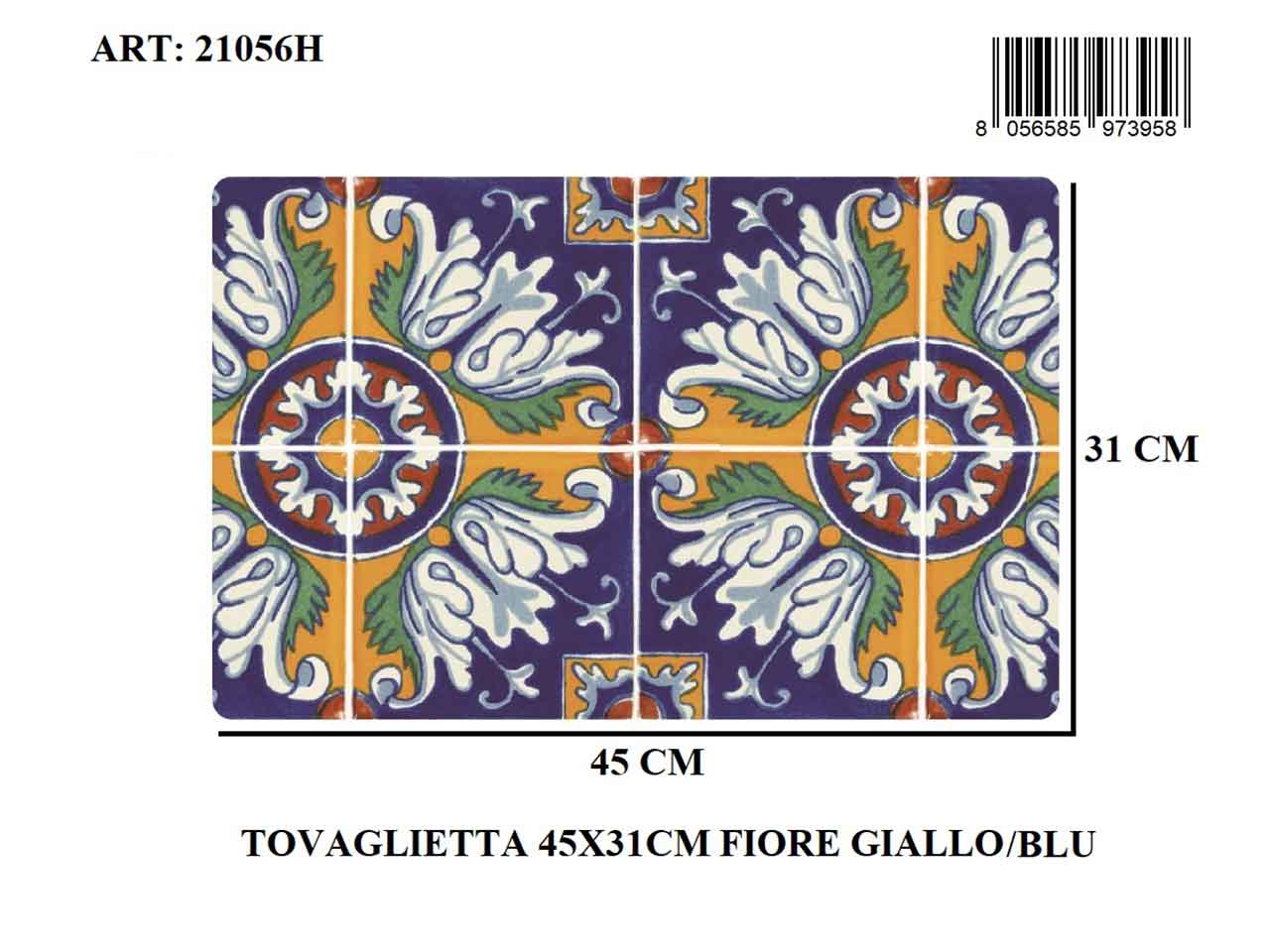 tovaglietta 45x31 fiore giallo/blu 21056h