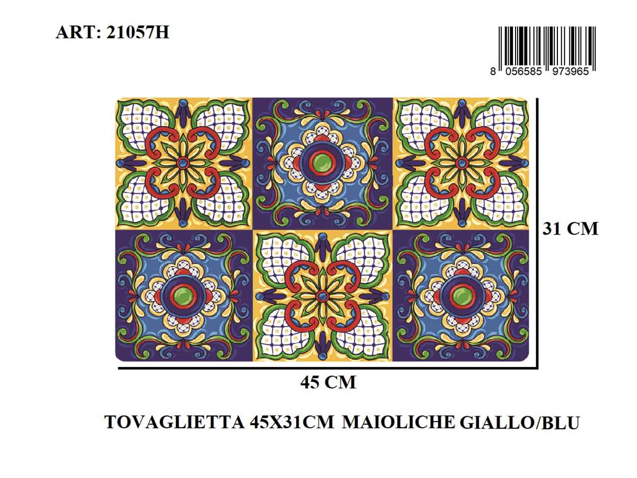 tovaglietta 45x31 maioliche giallo/blu 21057h