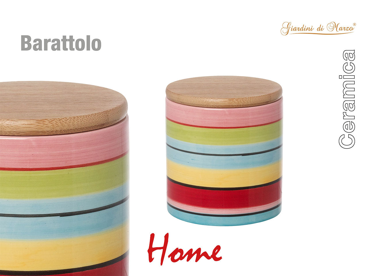 Barattolo con strisce colorate