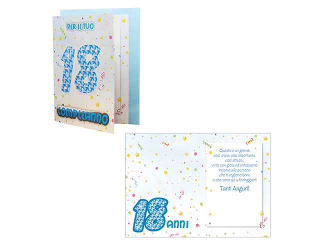 biglietto compleanno auguri 18 anni azzurro