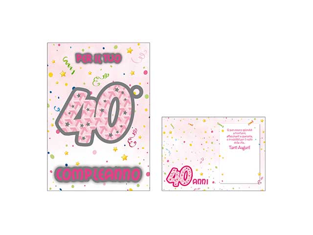 Biglietto compleanno auguri quarantesimo rosa