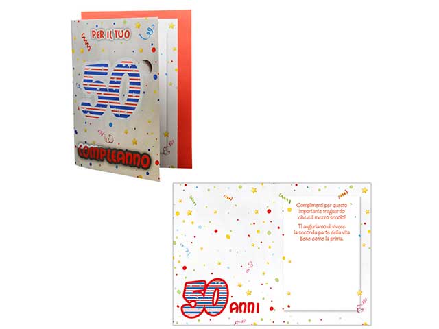 biglietto di buon compleanno auguri cinquantesimo compleanno multicolor