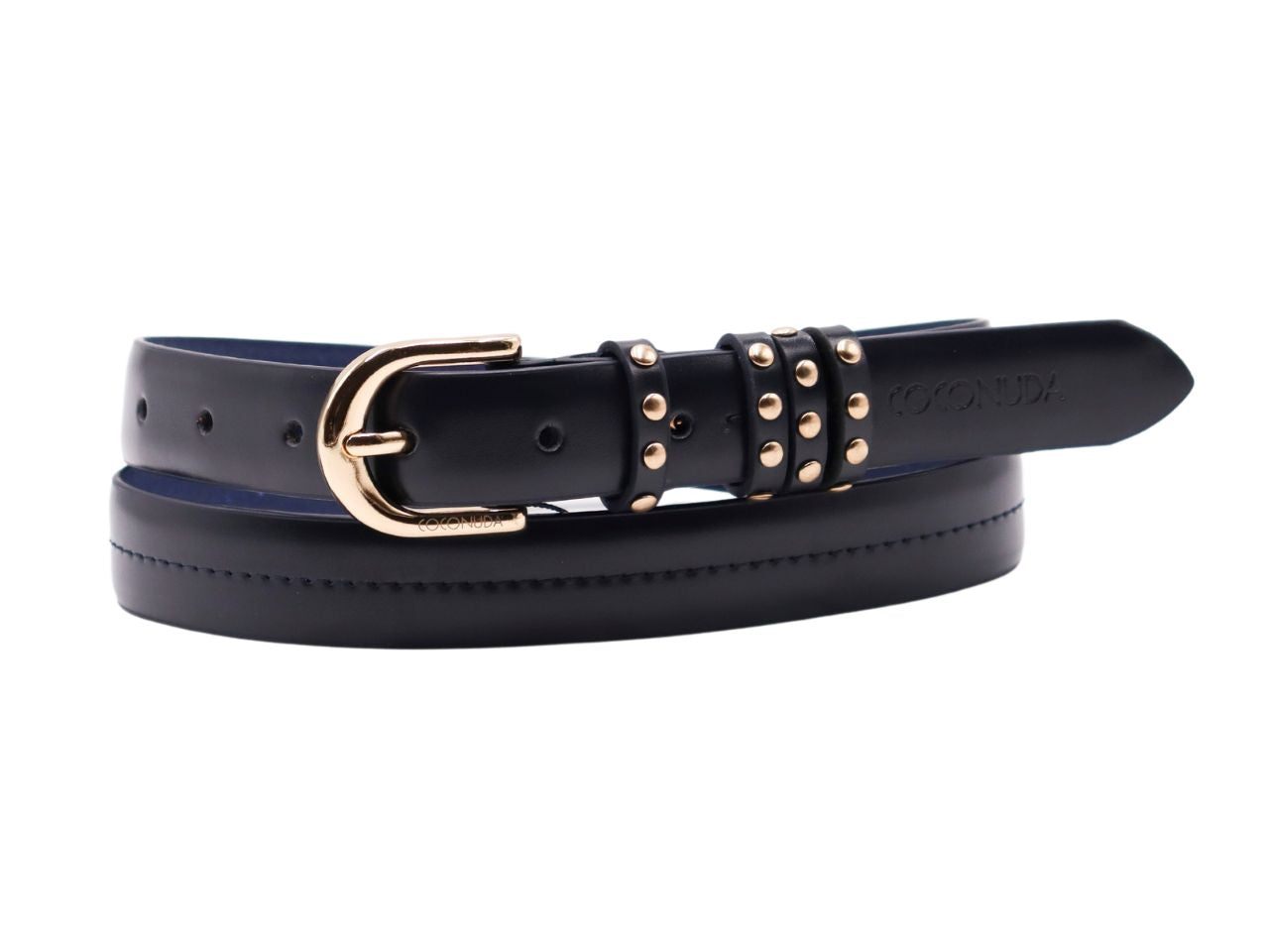 Cintura donna in pelle coconuda blu