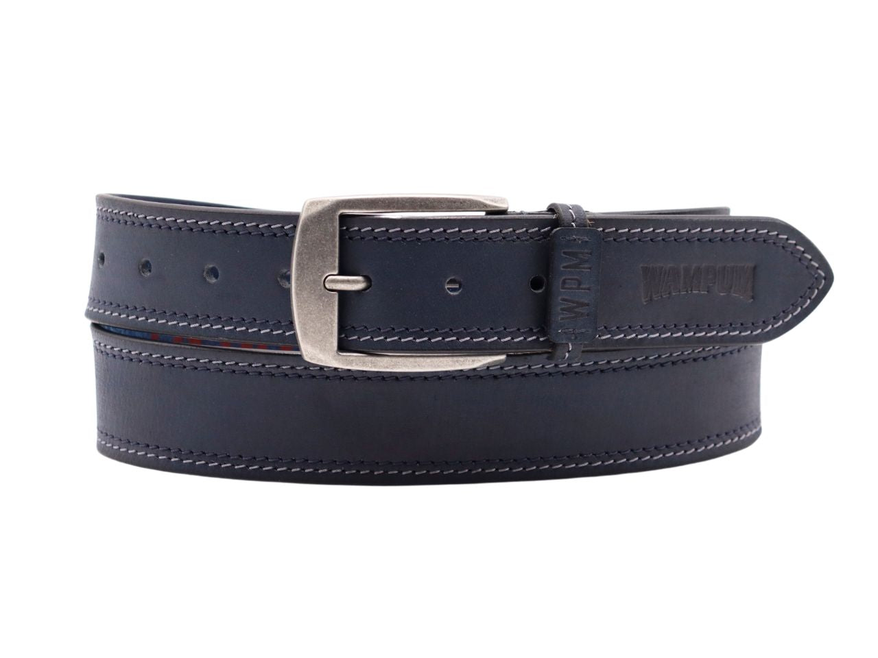 Cintura uomo in pelle wampum blu