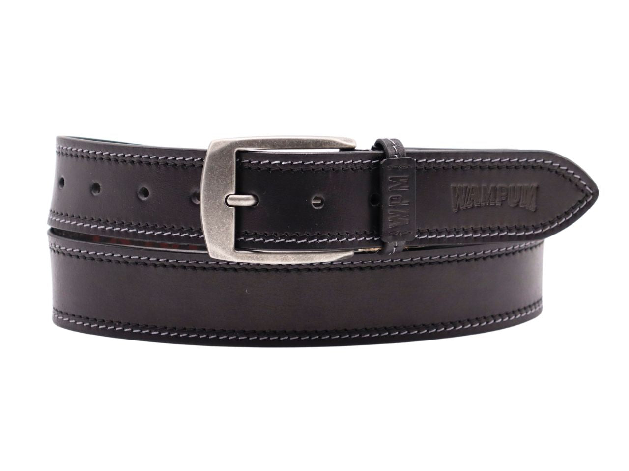 Cintura uomo in pelle wampum nero