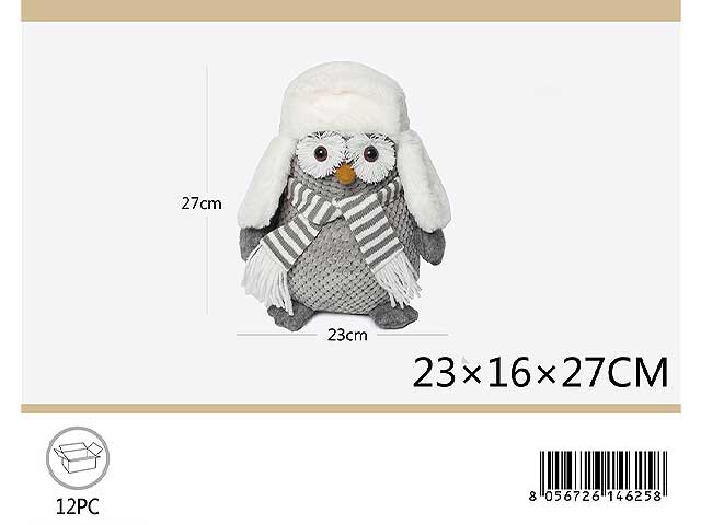 Gufo con cappello pell.23x16x27cm
