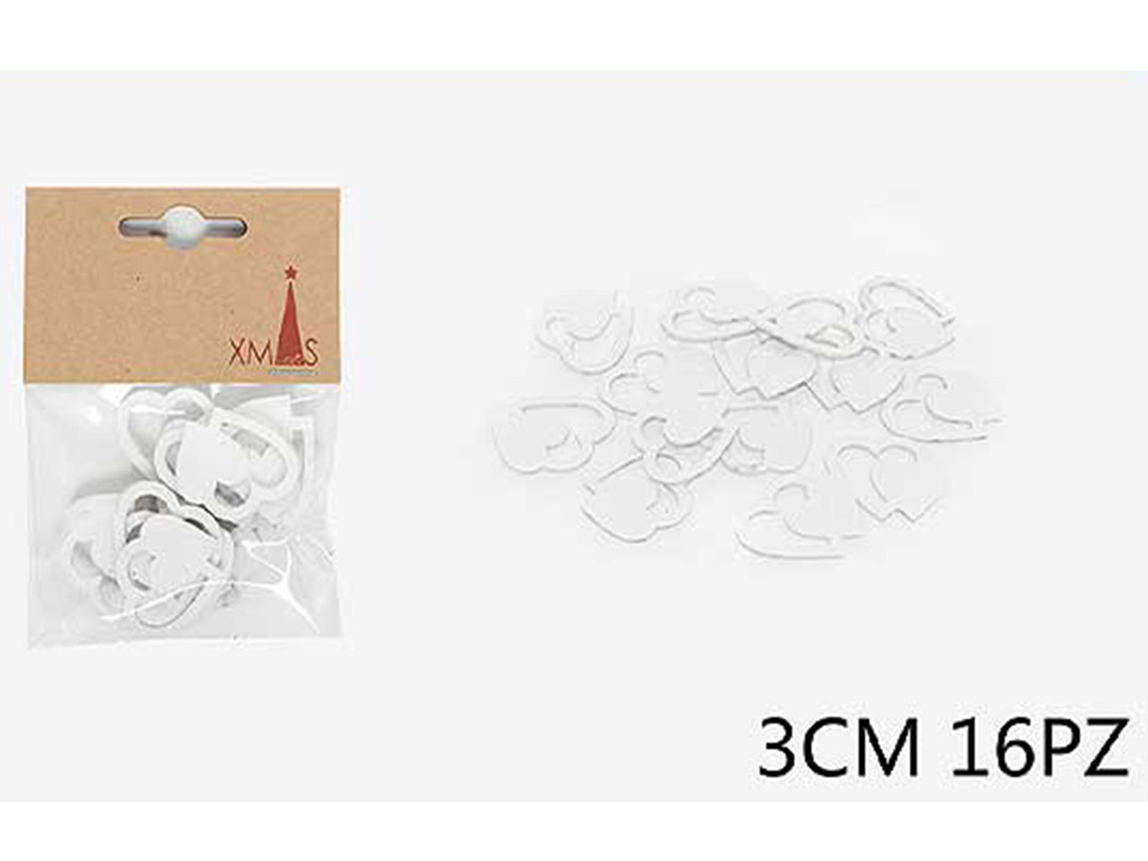 Doppio cuoricino 3cm 16 pezzi bianco