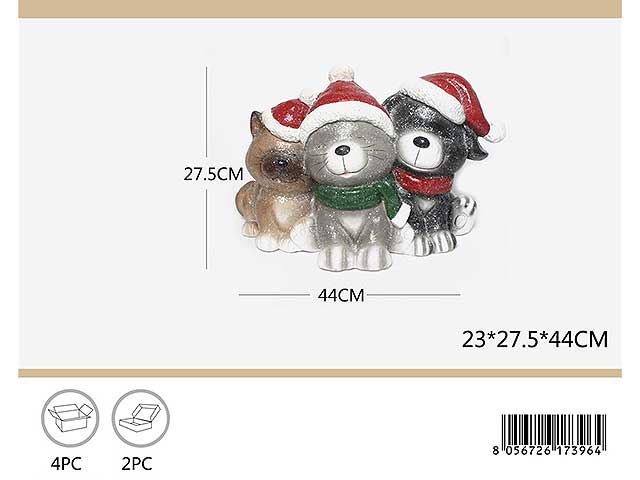 Cagnolini con cappello e sciarpa natale 44x27,5cm
