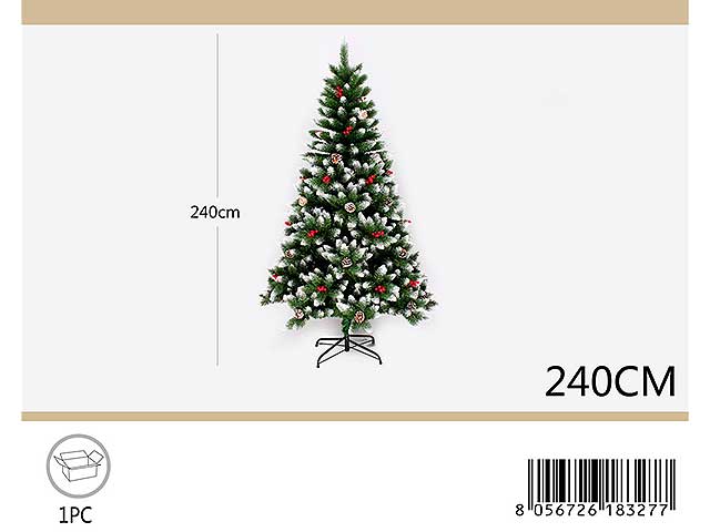 Albero di natale innevato con pigne 240cm 1544 rami