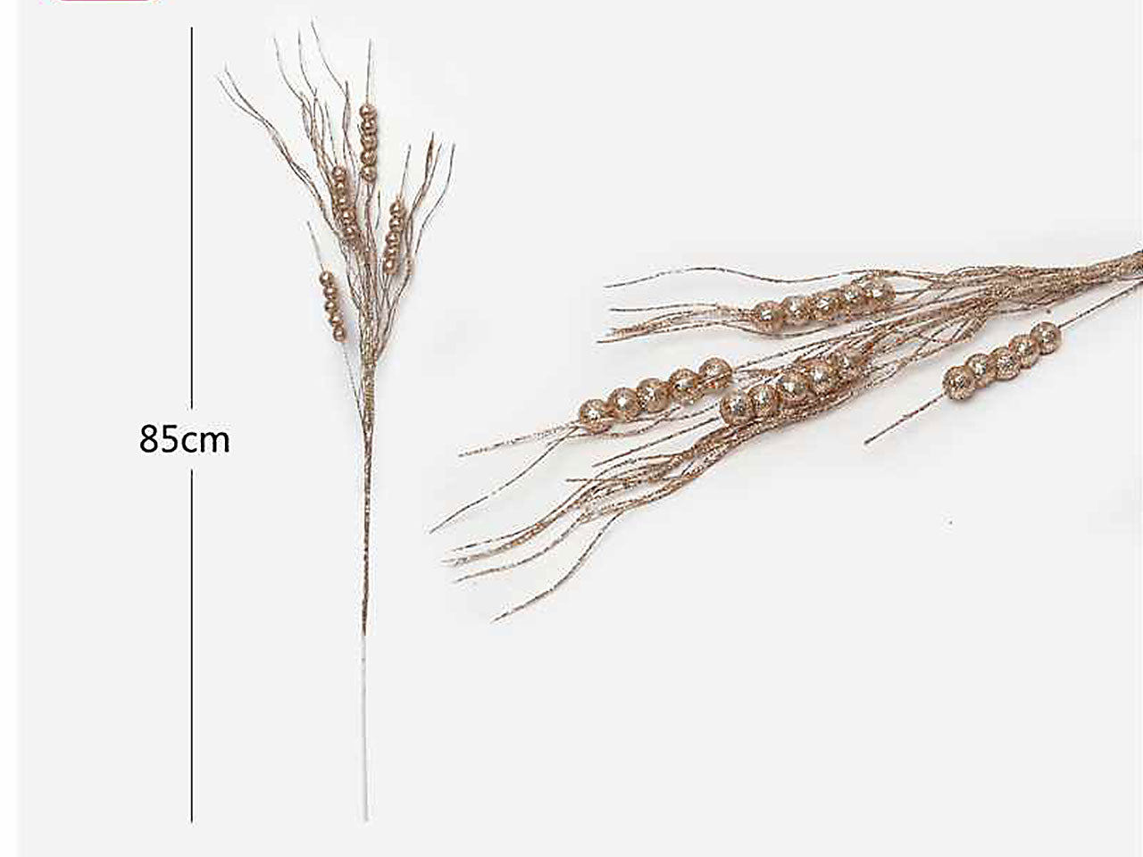 Ramo glitterato ondulato con bacche decorativo 85cm
