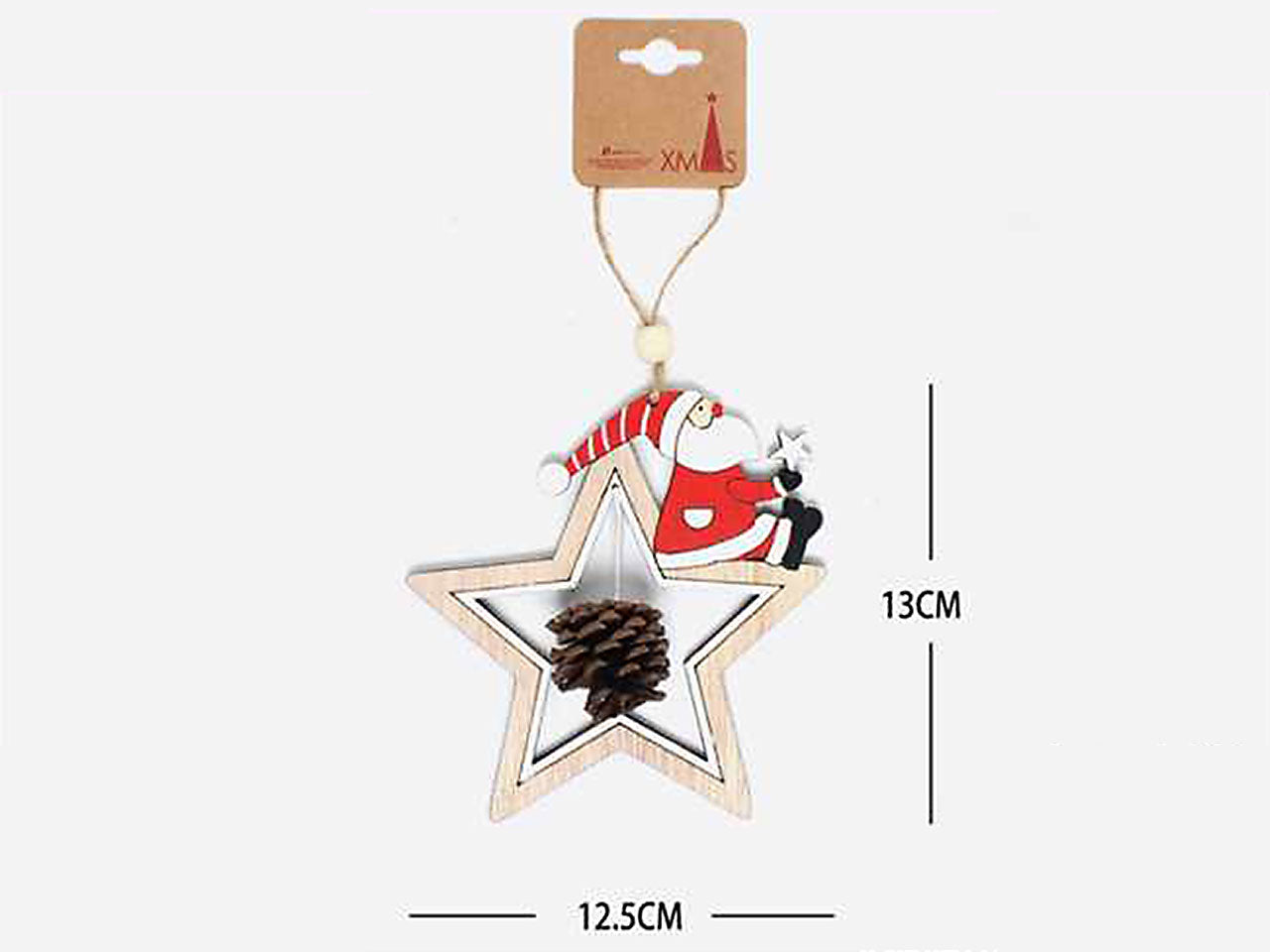 Stella con babbo natale pendente decorativo 0.5x12.5x13cm