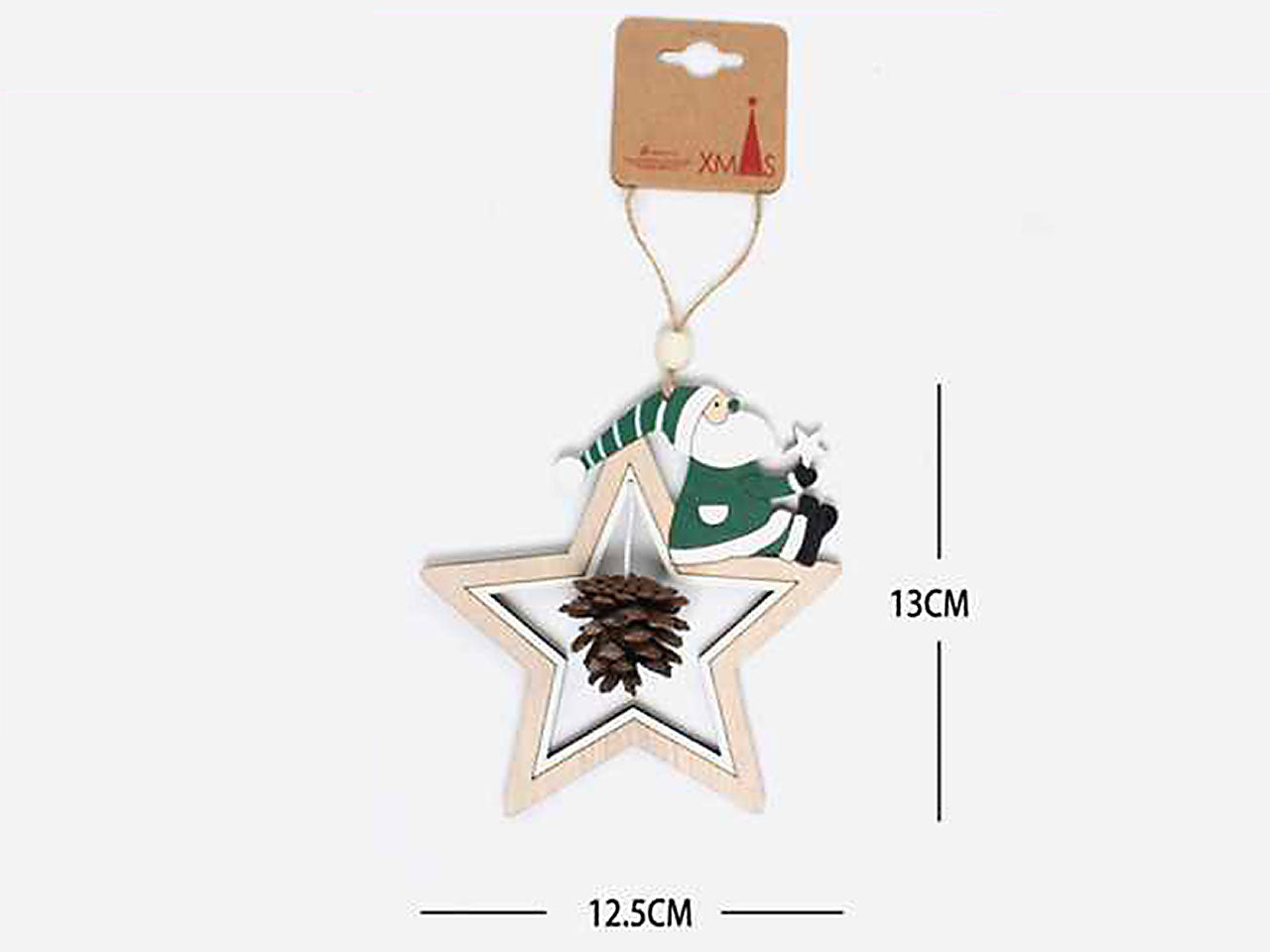 Stella con babbo natale pendente decorativo 0.5x12.5x13cm