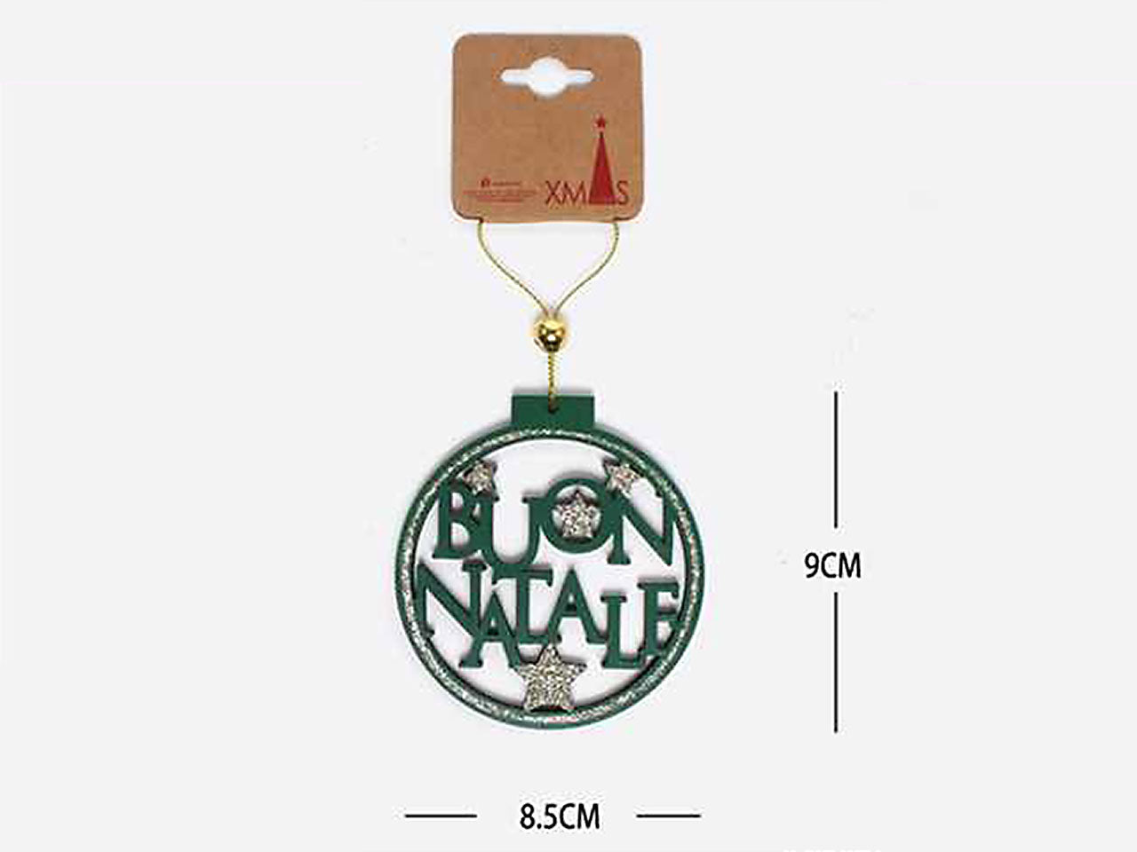 Buon natale pendente decorativo 8.5x9cm