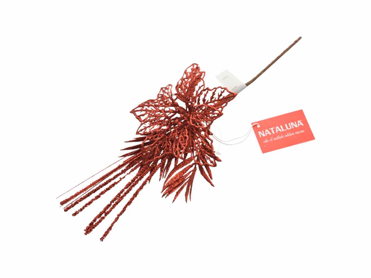 Pick fiore glitter 35cm rosso