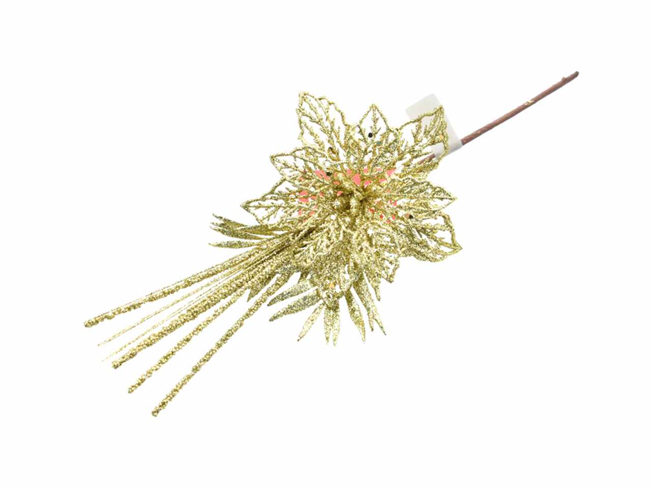 Pick fiore glitter 35cm oro