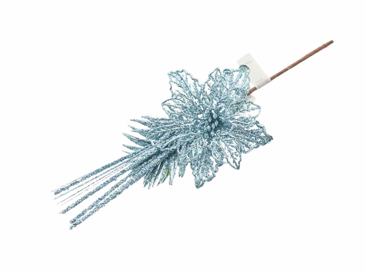 Pick fiore glitter 35cm azzurro