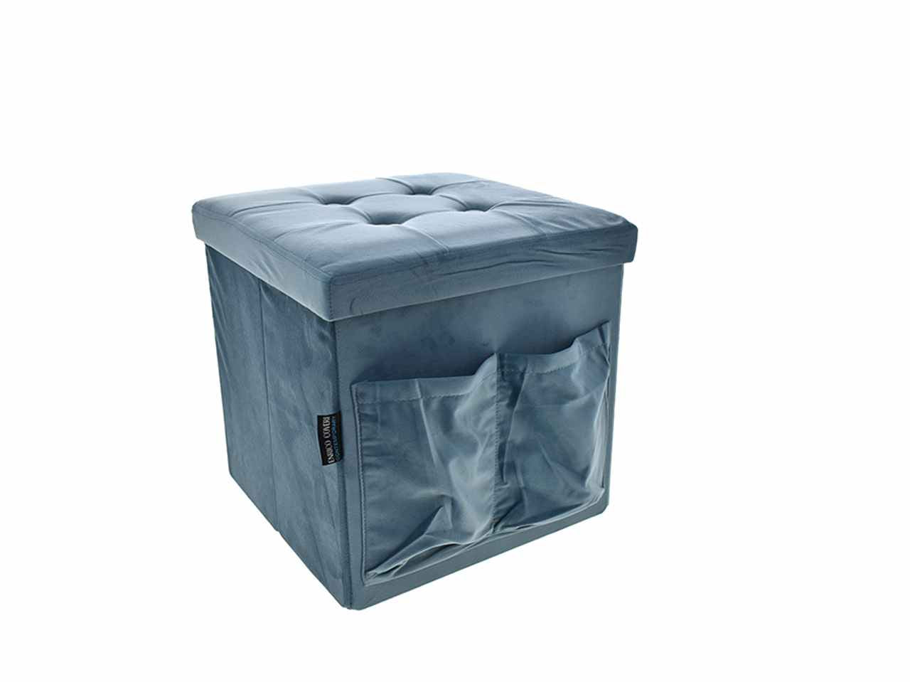 Pouf velluto tasche+bott.38x38cm cobalto 6434105