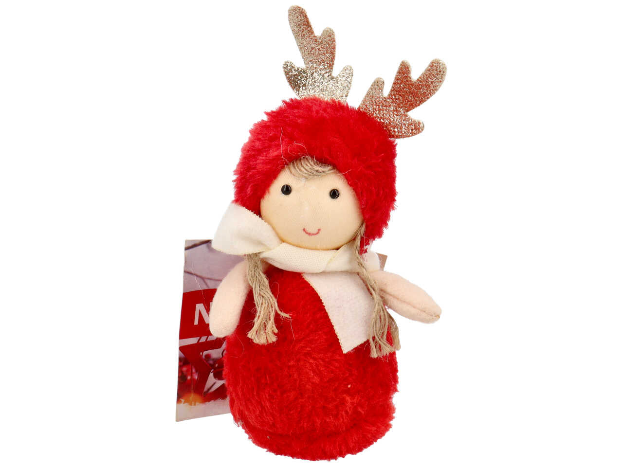 Bambolina cappello renna 15cm rosso