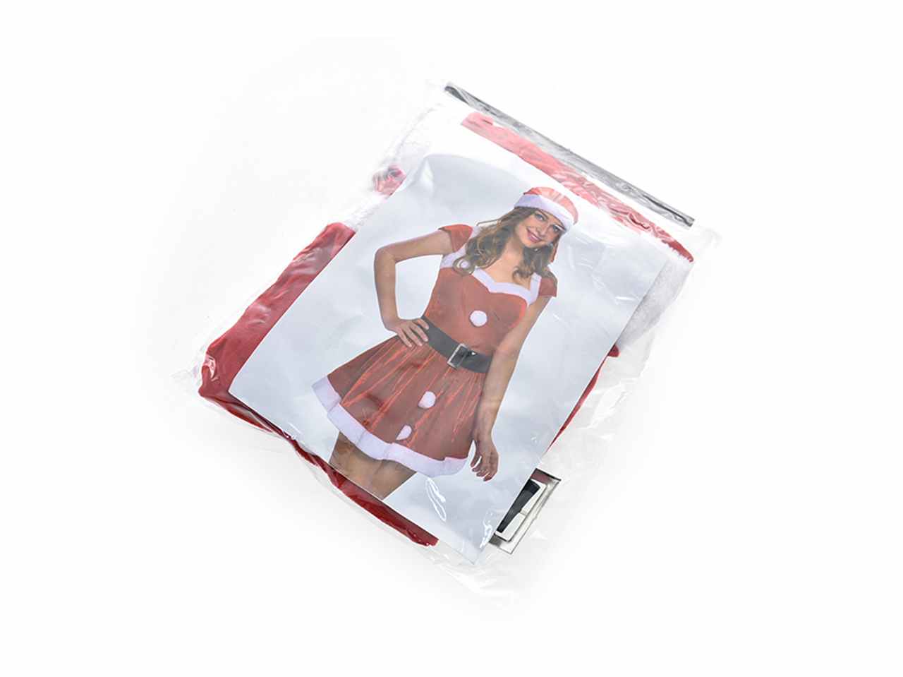 Costume natalizio donna 3pz con cappello,vestito e cintura