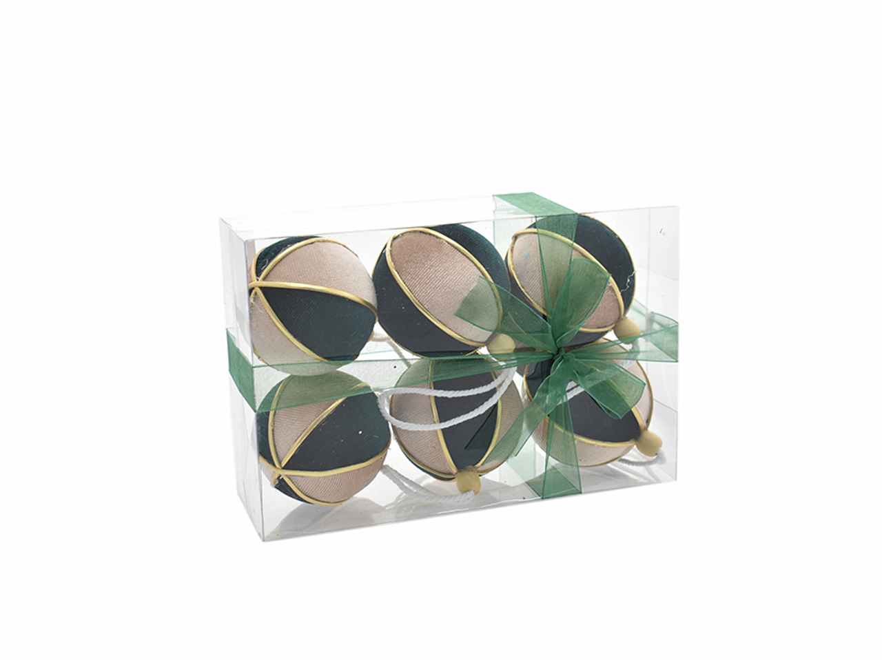 Palle 6 pezzi 7cm champagne/verde