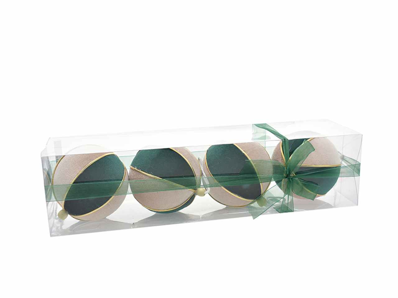 Palle 4 pezzi 10cm champagne/verde