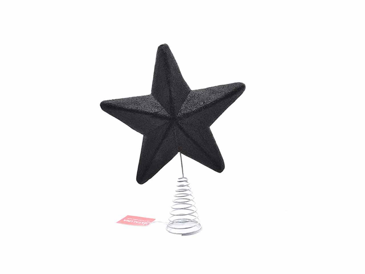 puntale albero 40cm con glitter nero