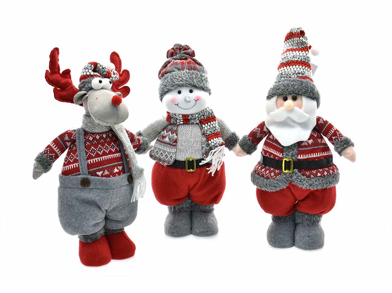 Babbo/pupazzo di neve/renna 46cm rosso/grigio
