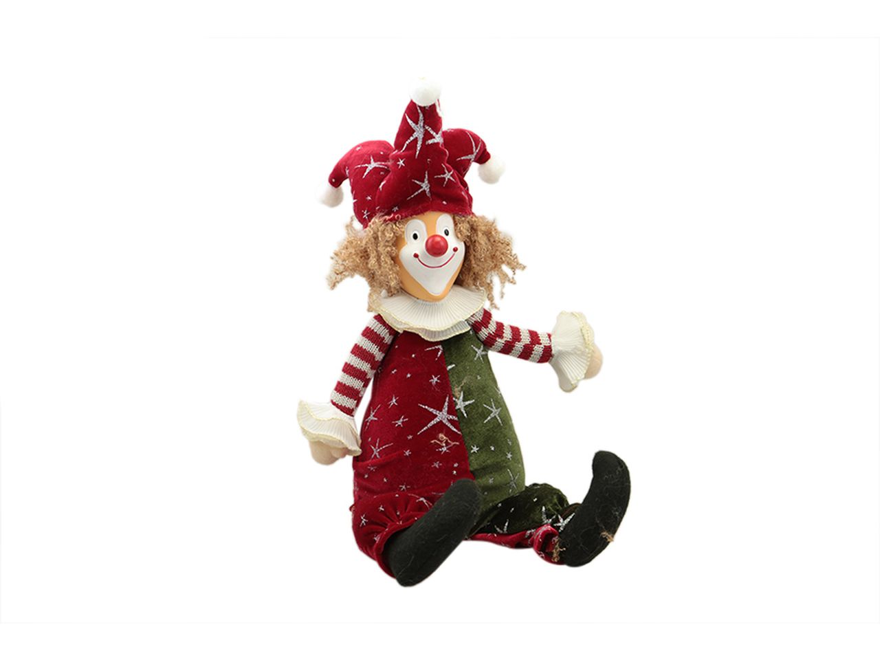 Clown seduto misura 17x11x37cm colore rosso e verde
