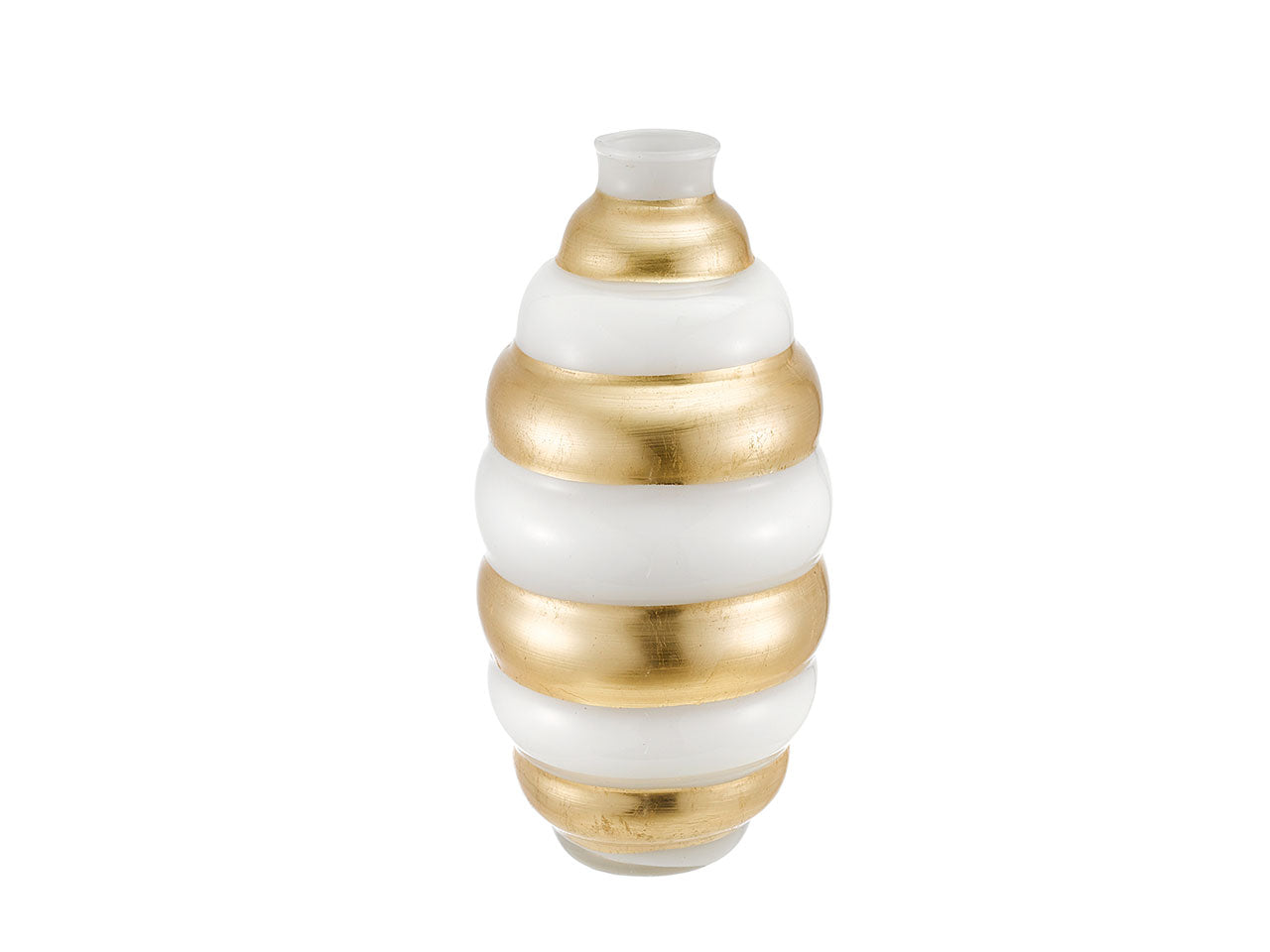 Vaso nicole d.20cm h.37cm saturno bianco e oro