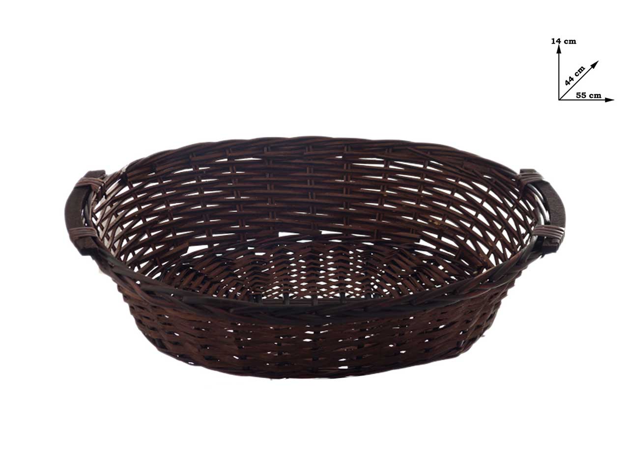 cesto ovale in vimini marrone 55x44x14cm