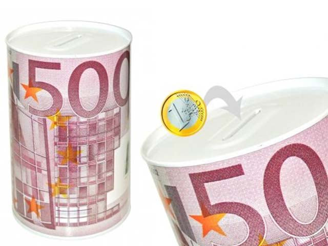 Salvadanaio latta simbolo 500 euro 10x15cm 039771