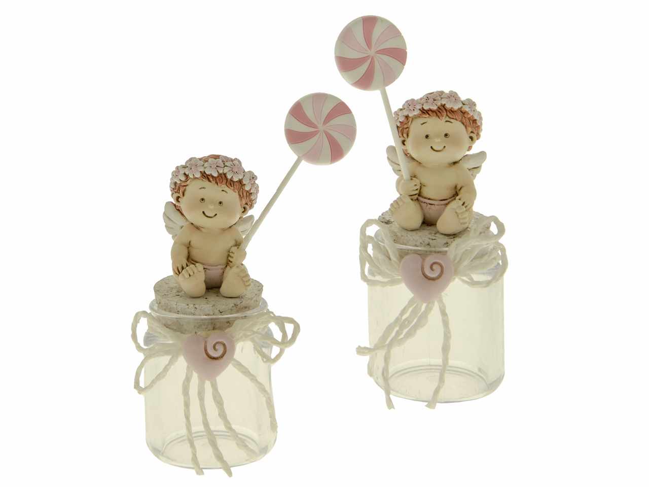 Barattolo decorativo con girandola rosa  h13cm