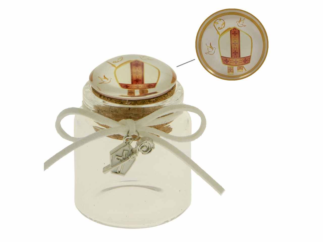 BARATTOLO DECORATIVO VIDRIO PER CRESIMA H6CM