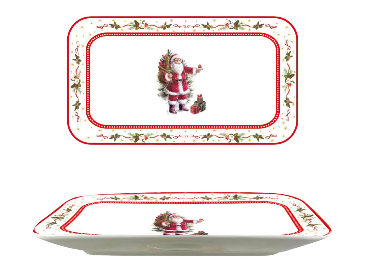 Vassoio natalizio misura 27x16cm decorazione babbo natale
