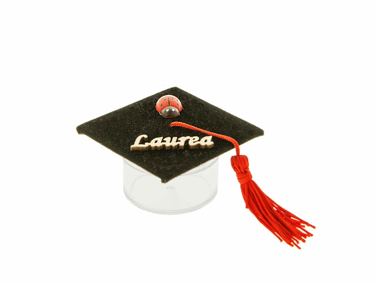 laureando tocco scritta 7cm nero sc581