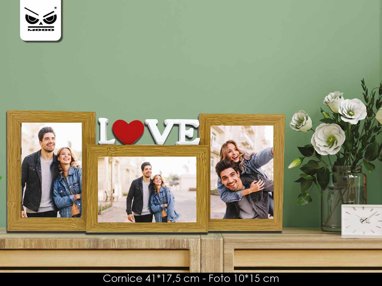 Porta foto 3 posti con scritta love