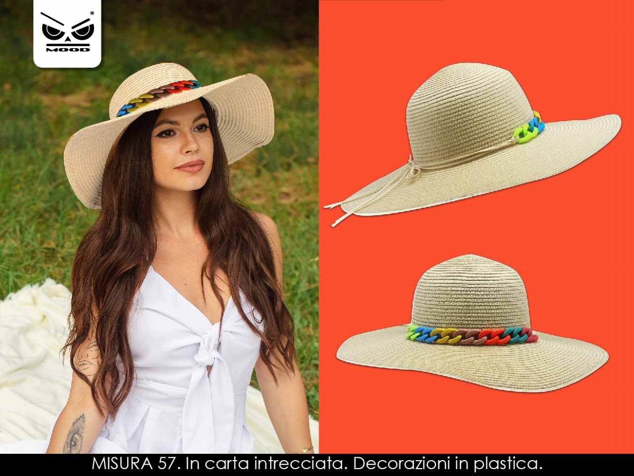 Cappello mare tesa larga con intrecci