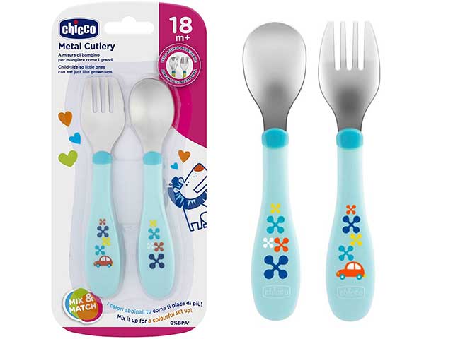 Posate inox 18m+ azzurro/verde 16102200000