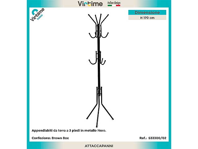 appendiabiti da terra 3piedi nero s33300/02