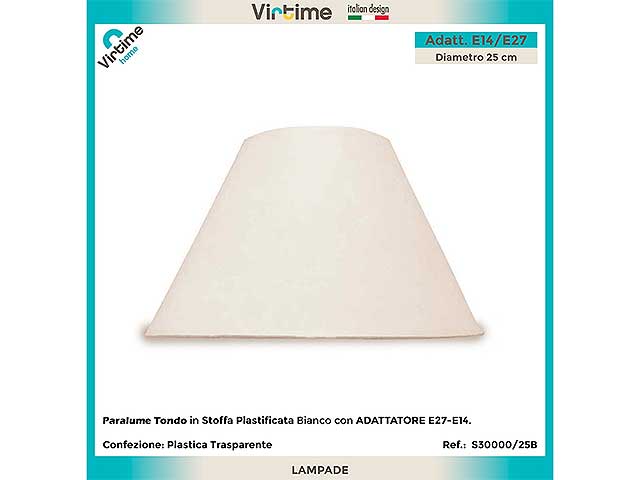paralume tondo 9,5x25x13,5cm bianco s30000/25b