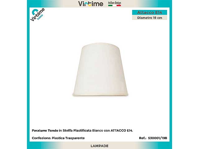 paralume tondo 16x19x24cm bianco s30001/19b