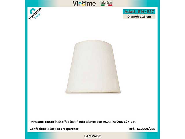 paralume tondo 16x25x18cm bianco s30001/25b