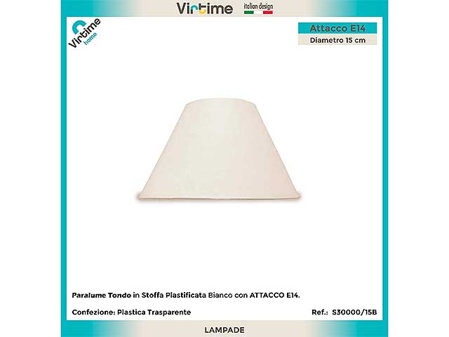 paralume tondo 7x15x11cm bianco s30000/15b