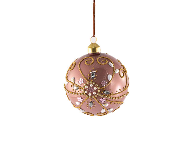 palline natalizie decorata rosa in vetro diametro 12cm