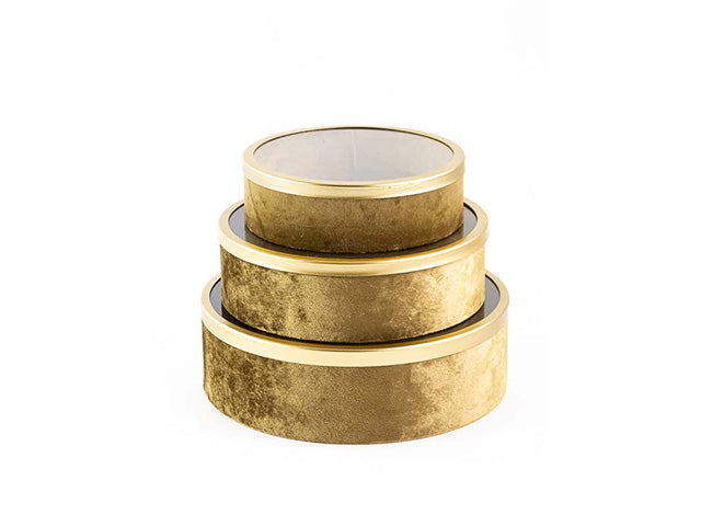 scatola velluto/vetro oro 3pz 129890